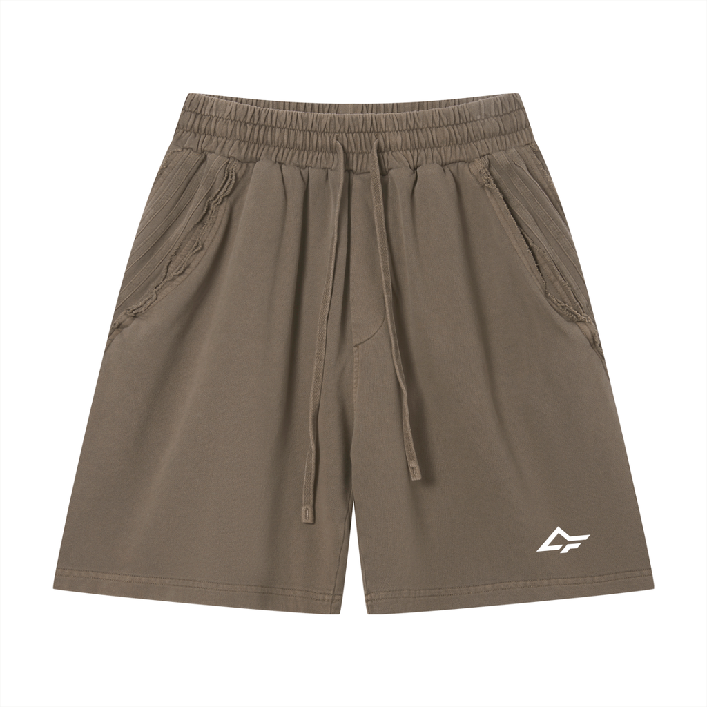 Unisex Vintage Wash Raw Edge Shorts